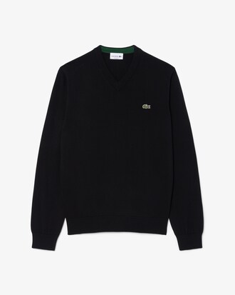 Sweater Monocrom&aacute;tica de Algod&atilde;o com Decote em V