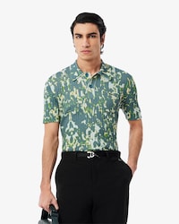 Sweater de Manga Curta com Gola Polo Gráfica