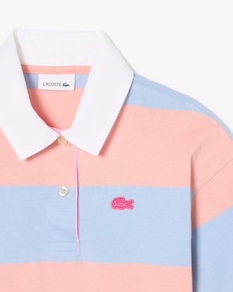 Polo de Rugby Oversize Listrado em Algod&atilde;o