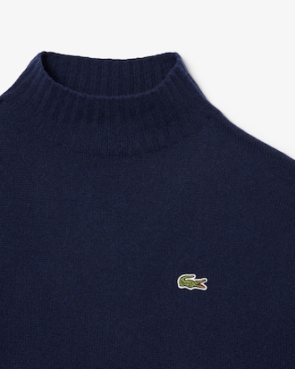 Sweater de Gola Alta em Malha de Caxemira 3D