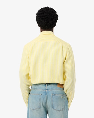 Camisa de Linho &agrave;s Listras Regular Fit