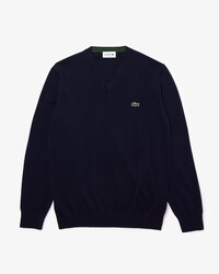 Sweater Monocrom&aacute;tica de Algod&atilde;o com Decote em V