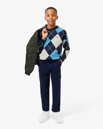 Sweater em Jacquard de Lã e Algodão com Losangos