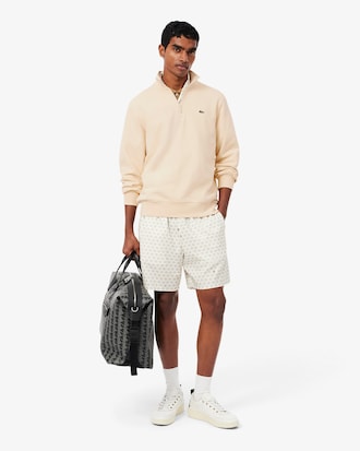 Sweatshirt em felpa com zip e gola alta
