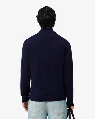 Sweater de Gola Alta em Algod&atilde;o e com Fecho