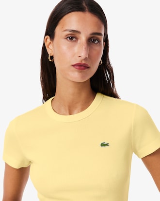 T-shirt de Algod&atilde;o Canelado Slim Fit