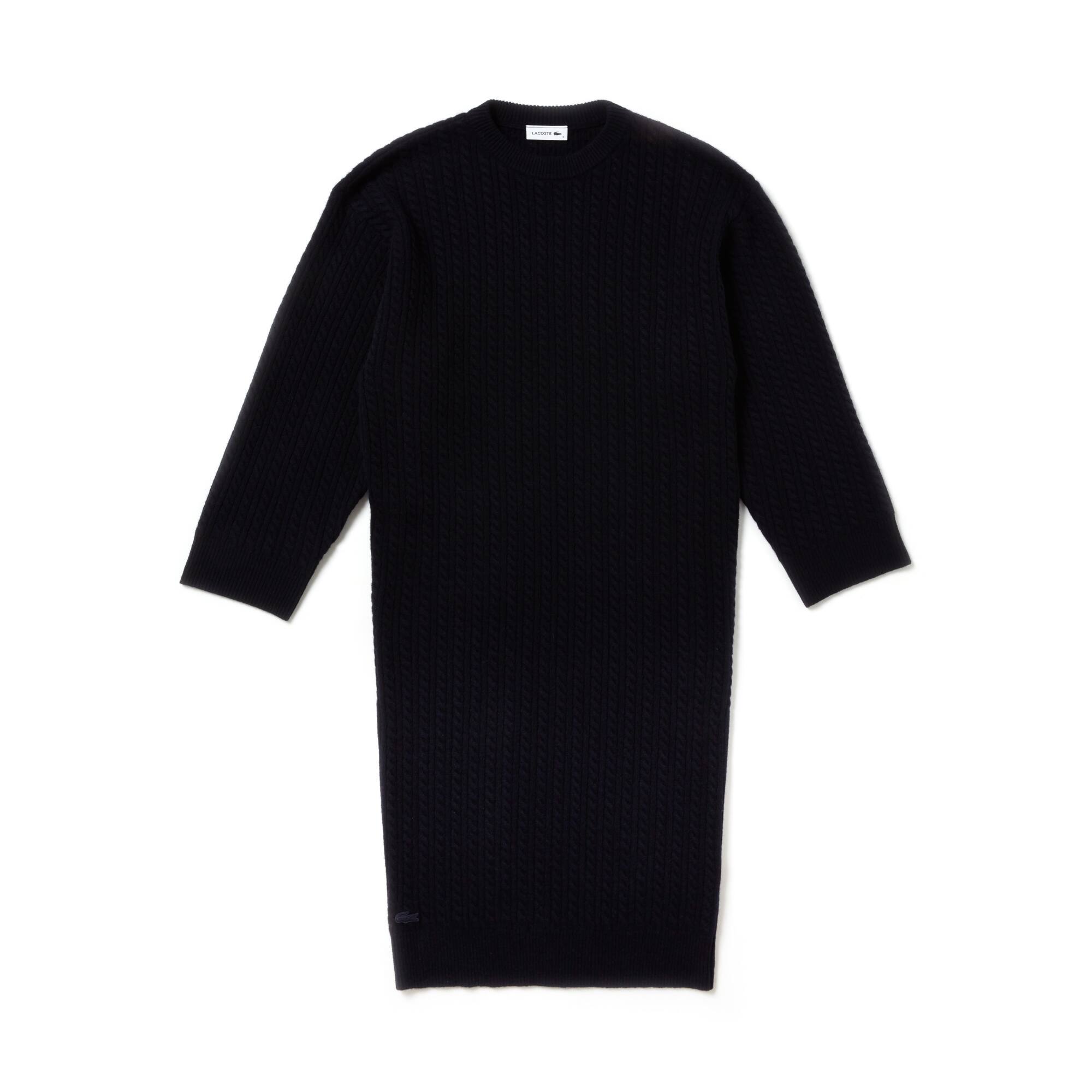 Vestido tipo sweater de caxemira e l&atilde; oversize do desfile para mulher