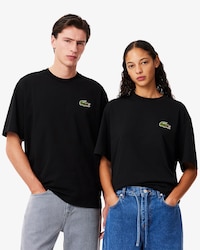 T-shirt de Algodão Grosso com Emblema Loose Fit