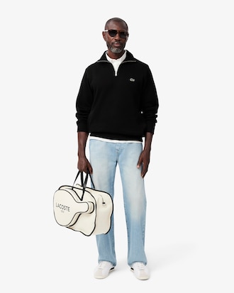 Sweatshirt em Interlock com Gola Alta e Fecho