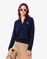 Sweater com Gola de Polo em Malha de Caxemira 3D