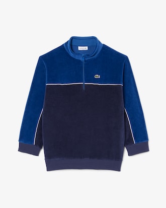 Sweatshirt Colorblock de Veludo com Fecho