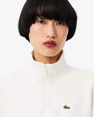 Sweatshirt em Piqu&eacute; de Gola Alta com Fecho