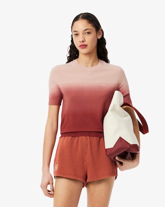 Sweater de Manga Curta com Efeito Ombré