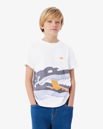 T-shirt de Algod&atilde;o com Estampado de Crocodilo