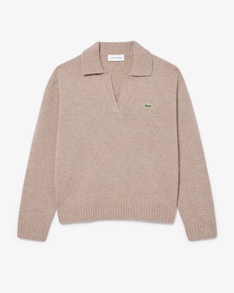 Sweater com Gola de Polo em Malha de Caxemira 3D