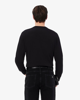 Sweater Monocromática de Algodão com Decote em V