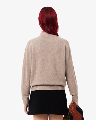 Sweater de Gola Alta em Malha de Caxemira 3D