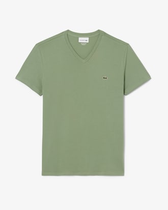 T-shirt de Algodão Pima com Decote em V Leve