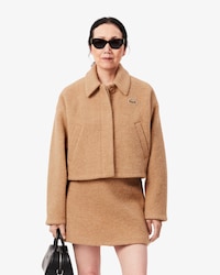 Blusão Cropped Oversize de Lã Pura