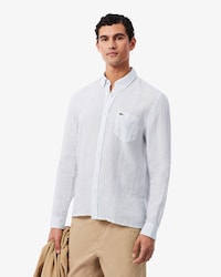 Camisa de Linho &agrave;s Listras Regular Fit
