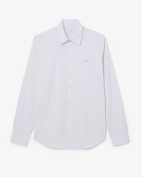 Camisa Slim Fit Listrada em Popelina El&aacute;stica