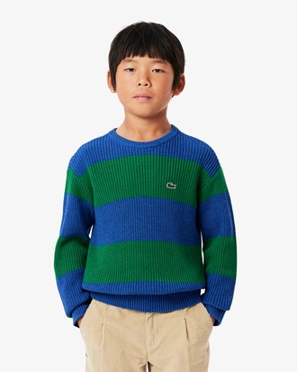 Sweater de Algodão Listrada em Dois Tons
