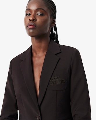 Blazer de L&atilde; com Logo Bordado Slim Fit