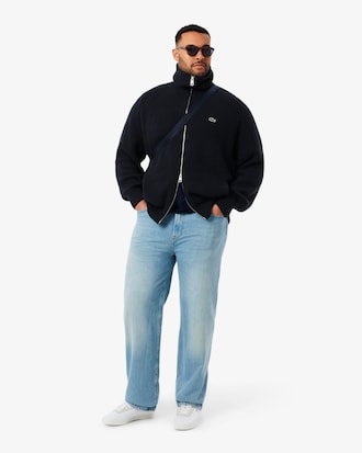 Sweater de Gola Alta com Fecho em L&atilde; Cardada