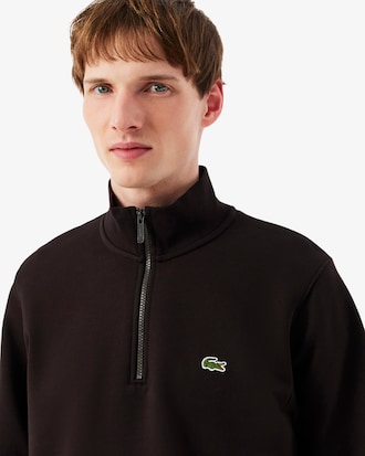 Sweatshirt em felpa com zip e gola alta