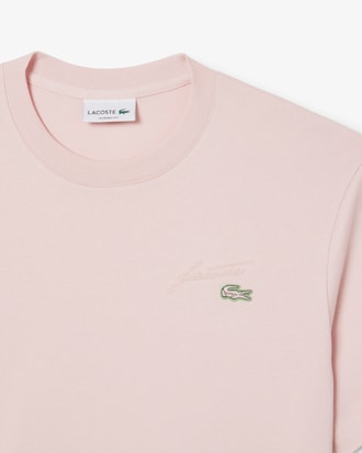 T-shirt em Jersey Grosso Bordada de Assinatura