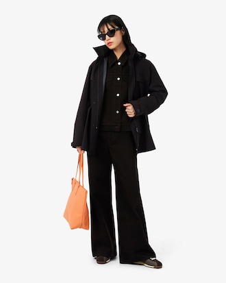 Parka Imperme&aacute;vel Oversize de Comprimento M&eacute;dio