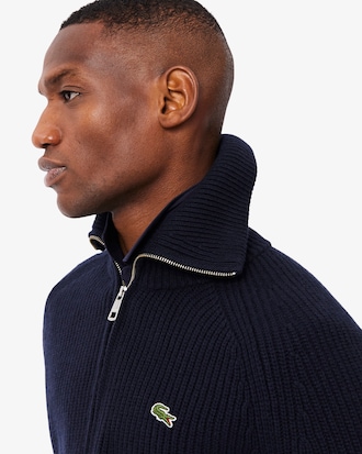 Sweater de Gola Alta com Fecho em L&atilde; Cardada