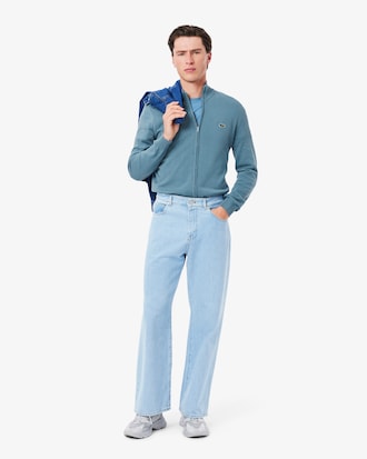 Sweater de Gola Alta em Algodão e com Fecho