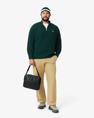 Sweater de Gola Alta em Lã Cardada com Fecho