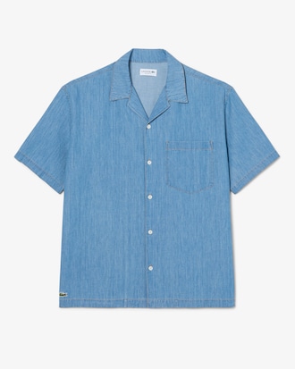 Camisa de Ganga com Colarinho Aberto e Relaxed Fit