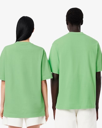 T-shirt de Algodão Grosso com Emblema Loose Fit