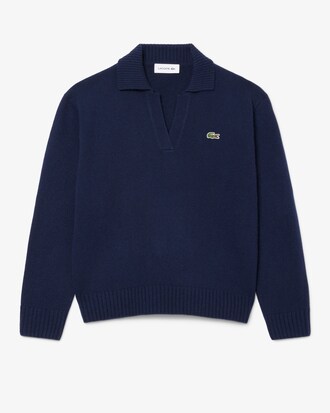 Sweater com Gola de Polo em Malha de Caxemira 3D