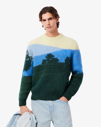 Sweater de Lã Jacquard de Alpaca com Paisagem