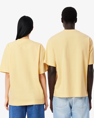 T-shirt de Algodão Grosso com Emblema Loose Fit