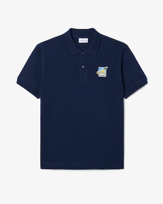 Polo L.12.12 Lacoste x Club Med com Emblema em Contraste