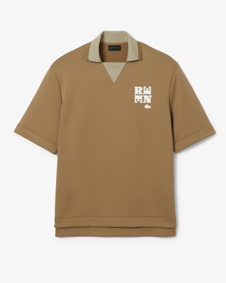 Polo Runway de Cetim com Emblema em Contraste Oversize