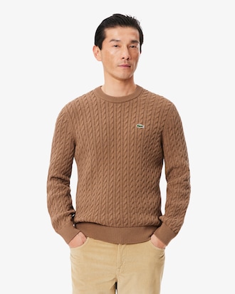 Sweater de algod&atilde;o e malha de cabo