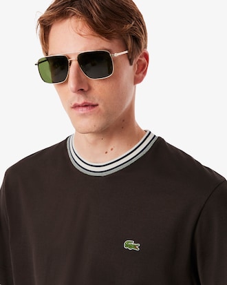 T-shirt com Gola &agrave;s Riscas de Fabrico Franc&ecirc;s
