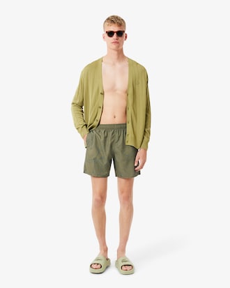 Calções de Banho com Estampado de Comprimento Médio