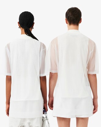 Polo Runway Loose Fit em Piqu&eacute; de Malha Transparente