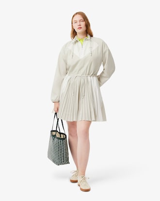 Vestido tipo Sweatshirt Plissado Curto Relaxed Fit