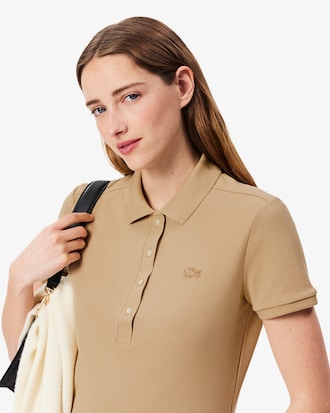 Polo piqu&eacute; de algod&atilde;o stretch Lacoste para Mulher