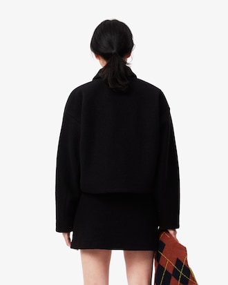 Blusão Cropped Oversize de Lã Pura