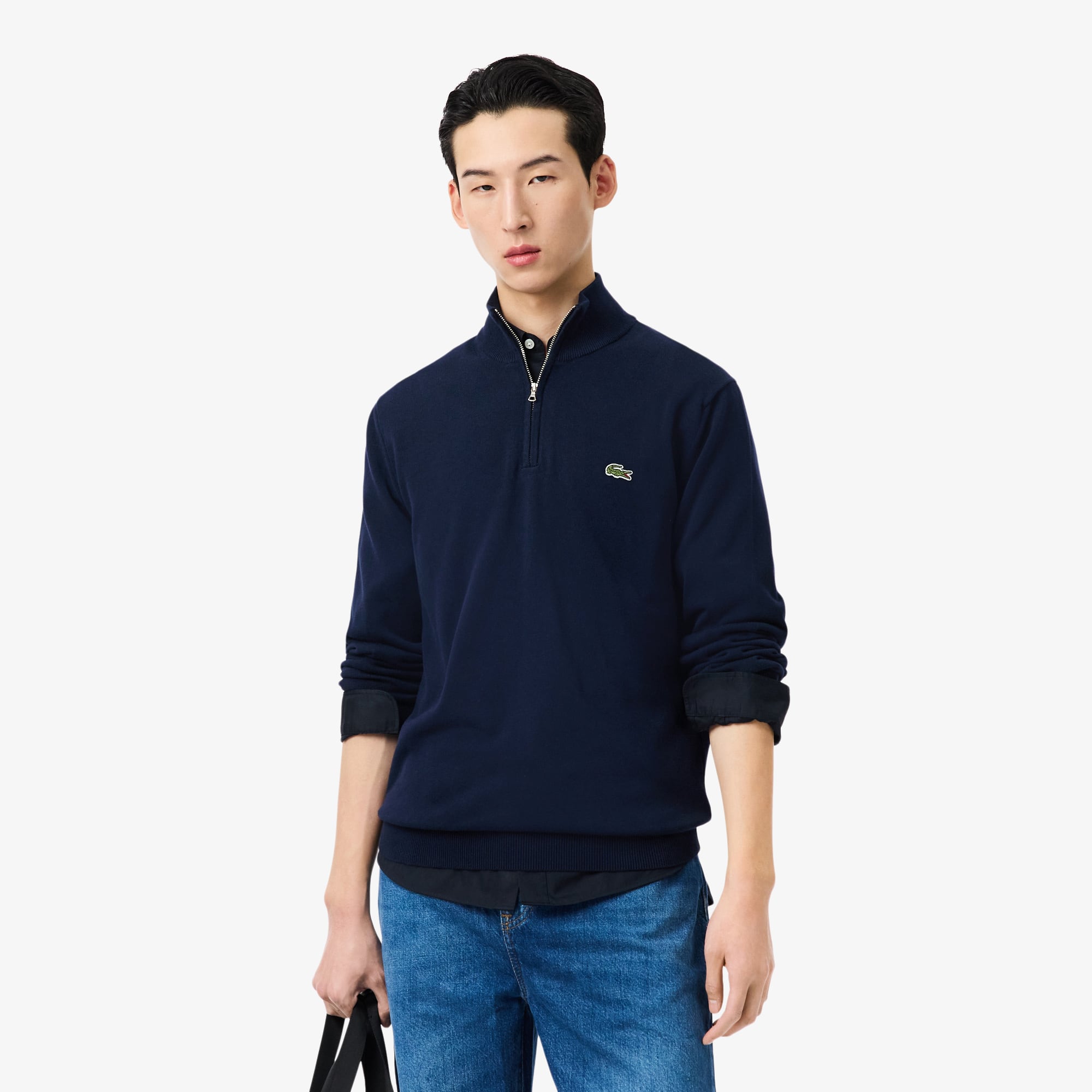 Lacoste Pullover da uomo in cotone organico con cerniera. 1