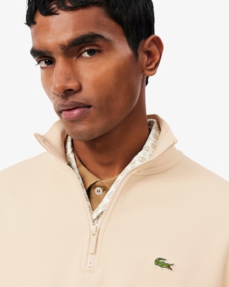 Sweatshirt em felpa com zip e gola alta